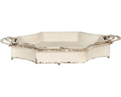 Clayre & Eef Decoratie Dienblad Set van 2 61 cm Wit IJzer