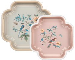 Clayre & Eef Decoratie Dienblad Set van 2 set van 2 Beige Hout