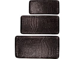 Clayre & Eef Decoratie Dienblad Set van 3 55 cm Zwart Aluminium