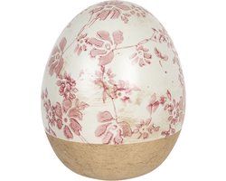 Clayre & Eef Decoratie Ei 6CE1187S Ø 9*12 cm Beige, Roze Keramiek Rond,Decoratief Figuur,Decoratieve Accessoires,Woonaccessoires