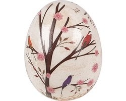 Clayre & Eef Decoratie Ei Ø 10x12 cm Beige Bruin Keramiek Takken