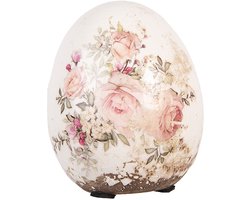 Clayre & Eef Decoratie Ei Ø 7x9 cm Beige Keramiek
