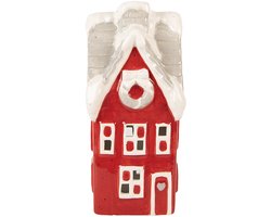 Clayre & Eef Decoratie Huis met LED Huis 11x10x24 cm Rood Keramiek