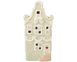 Clayre & Eef Decoratie Huis met LED Huis 11x9x22 cm Groen Keramiek
