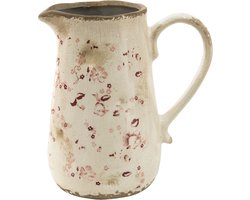 Clayre & Eef Decoratie Kan 1150 ml Roze Beige Keramiek Bloemen