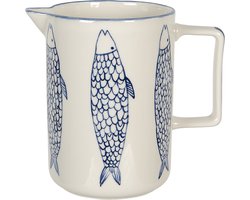 Clayre & Eef Decoratie Kan 1500 ml Beige Keramiek Vissen