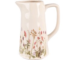 Clayre & Eef Decoratie Kan 15x10x19 cm Roze Beige Keramiek Bloemen