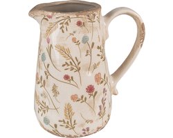 Clayre & Eef Decoratie Kan 16x11x18 cm Roze Beige Keramiek Bloemen