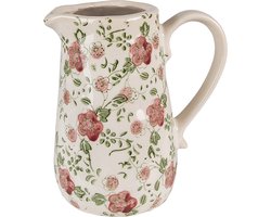 Clayre & Eef Decoratie Kan 16x11x18 cm Roze Beige Keramiek Bloemen