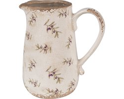 Clayre & Eef Decoratie Kan 16x12x18 cm Beige Blauw Keramiek Olijven