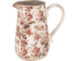 Clayre & Eef Decoratie Kan 16x12x18 cm Beige Roze Keramiek Bloemen