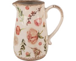 Clayre & Eef Decoratie Kan 17x12x18 cm Beige Roze Keramiek Bloemen