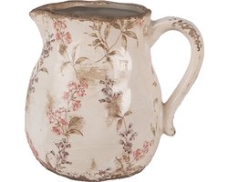 Clayre & Eef Decoratie Kan 17x13x16 cm Beige Roze Keramiek Bloemen