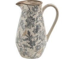 Clayre & Eef Decoratie Kan 20x14x25 cm Grijs Beige Keramiek Bloemen