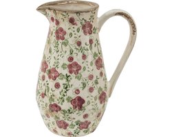 Clayre & Eef Decoratie Kan 20x14x25 cm Roze Beige Keramiek Bloemen