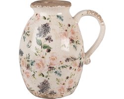 Clayre & Eef Decoratie Kan 20x16x22 cm Beige Roze Keramiek Bloemen