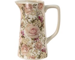 Clayre & Eef Decoratie Kan 2100 ml Roze Keramiek Bloemen