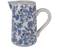 Clayre & Eef Decoratie Kan 21x13x21 cm Wit Blauw Keramiek