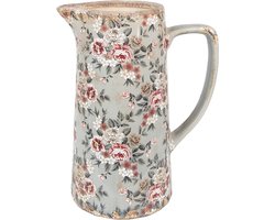 Clayre & Eef Decoratie Kan 21x14x26 cm Grijs Keramiek Bloemen