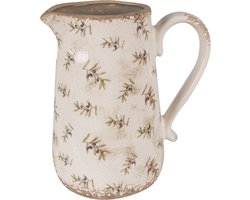 Clayre & Eef Decoratie Kan 21x15x23 cm Beige Blauw Keramiek Olijven