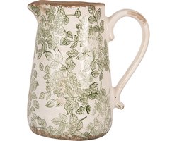 Clayre & Eef Decoratie Kan 21x15x23 cm Beige Keramiek Bloemen