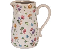 Clayre & Eef Decoratie Kan 21x15x23 cm Beige Keramiek Bloemen