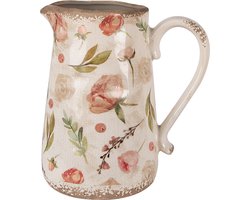 Clayre & Eef Decoratie Kan 21x15x23 cm Beige Roze Keramiek Bloemen