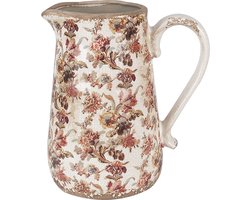 Clayre & Eef Decoratie Kan 21x15x23 cm Beige Roze Keramiek Bloemen