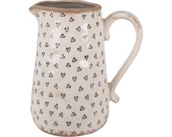 Clayre & Eef Decoratie Kan 21x15x23 cm Beige Zwart Keramiek Hartjes