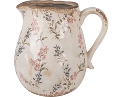 Clayre & Eef Decoratie Kan 21x16x20 cm Beige Roze Keramiek Bloemen