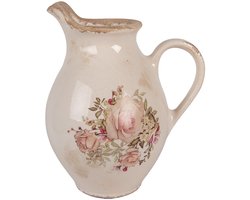 Clayre & Eef Decoratie Kan 21x16x24 cm Beige Keramiek Bloemen