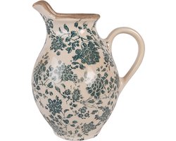 Clayre & Eef Decoratie Kan 21x16x24 cm Beige Keramiek Bloemen