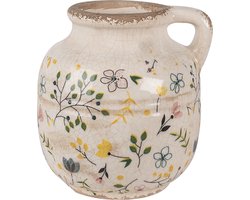 Clayre & Eef Decoratie Kan Beige Geel Keramiek Geen vorm Bloemen