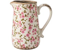 Clayre & Eef Decoratie Kan Beige Keramiek Bloemen