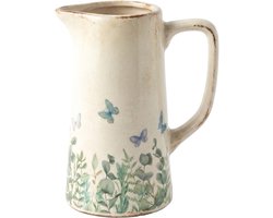 Clayre & Eef Decoratie Kan Beige Keramiek Vlinders