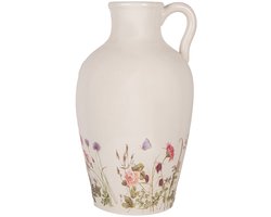 Clayre & Eef Decoratie Kan Ø 30x50 cm Beige Roze Keramiek Bloemen