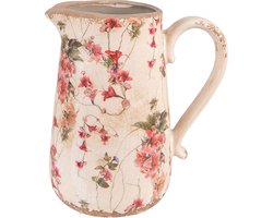 Clayre & Eef Decoratie Kan Roze Beige Keramiek Bloemen