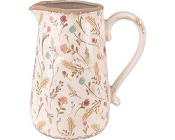 Clayre & Eef Decoratie Kan Roze Beige Keramiek Bloemen