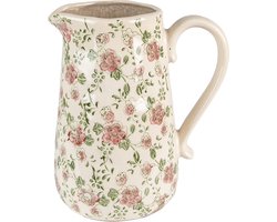 Clayre & Eef Decoratie Kan Roze Beige Keramiek Bloemen