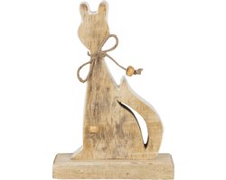 Clayre & Eef Decoratie Kat 11x3x16 cm Bruin Hout
