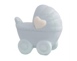 Clayre & Eef Decoratie kinderwagen 5*4*5 cm Blauw Porselein