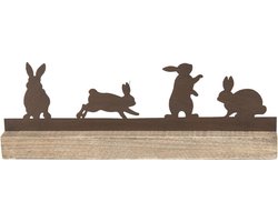 Clayre & Eef Decoratie Konijn 35x12 cm Bruin Metaal Decoratief Figuur Paashaas Woonaccessoires