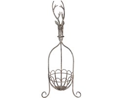 Clayre & Eef Decoratie Mand 28x28x68 cm Grijs Metaal Hert
