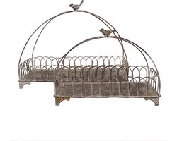 Clayre & Eef Decoratie Mand Set van 2 39x20x30/ 30x15x22 cm Bruin Metaal