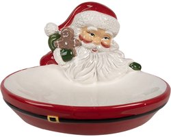 Clayre & Eef Decoratie schaal 19x16x10 cm Rood Keramiek Kerstman