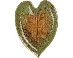 Clayre & Eef Decoratie schaal Blad 15x11x2 cm Groen Keramiek