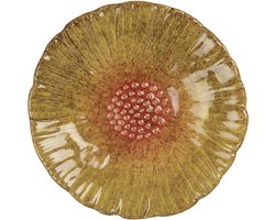Clayre & Eef Decoratie schaal Bloem Ø 14x3 cm Geel Keramiek