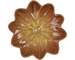 Clayre & Eef Decoratie schaal Bloem Ø 14x3 cm Oranje Keramiek