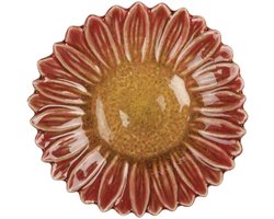 Clayre & Eef Decoratie schaal Bloem Ø 14x3 cm Rood Geel Keramiek