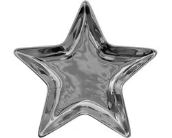 Clayre & Eef Decoratie schaal Ster 16x16 cm Zilverkleurig Keramiek